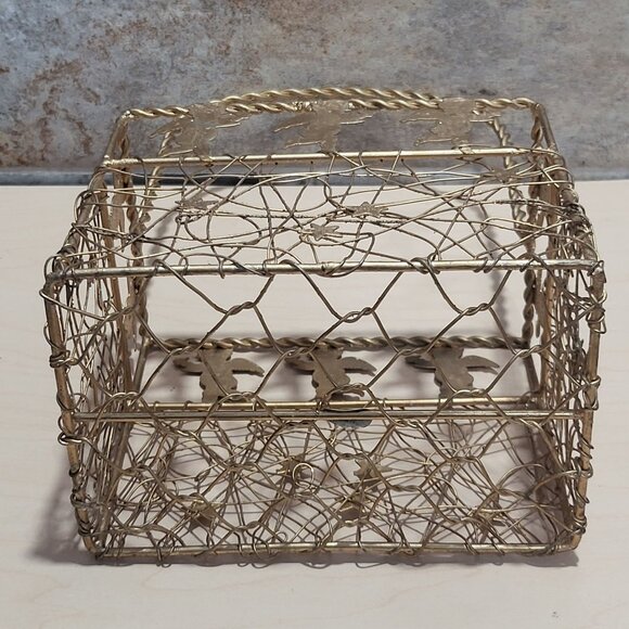 Gold Cherub Angel Stars Metal Wire Basket Twisted Handle - Picture 8 of 10